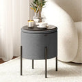 Round Ottoman with Hidden Storage, Upholstered Footrest & Accent Seat for Living Room or Bedroom