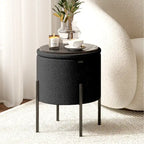 Round Ottoman with Hidden Storage, Upholstered Footrest & Accent Seat for Living Room or Bedroom
