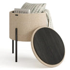 Round Ottoman with Hidden Storage, Upholstered Footrest & Accent Seat for Living Room or Bedroom