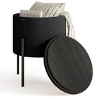 Round Ottoman with Hidden Storage, Upholstered Footrest & Accent Seat for Living Room or Bedroom