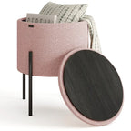 Round Ottoman with Hidden Storage, Upholstered Footrest & Accent Seat for Living Room or Bedroom