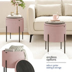 Round Ottoman with Hidden Storage, Upholstered Footrest & Accent Seat for Living Room or Bedroom