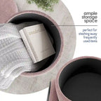 Round Ottoman with Hidden Storage, Upholstered Footrest & Accent Seat for Living Room or Bedroom