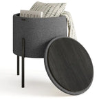 Round Ottoman with Hidden Storage, Upholstered Footrest & Accent Seat for Living Room or Bedroom