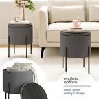 Round Ottoman with Hidden Storage, Upholstered Footrest & Accent Seat for Living Room or Bedroom