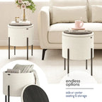 Round Ottoman with Hidden Storage, Upholstered Footrest & Accent Seat for Living Room or Bedroom