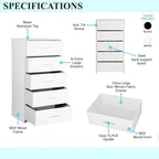Modern 5-Drawer Fabric Dresser With Sturdy Wood Frame