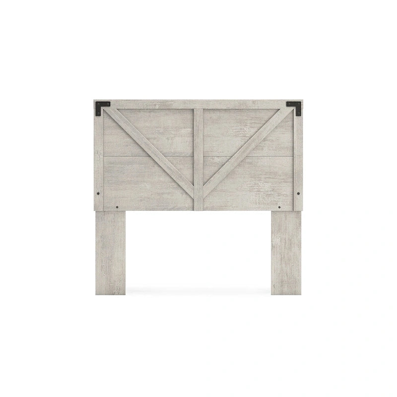 Gray Crossbuck Panel Headboard, Wire-Brushed Wood Finish, Farmhouse Style, Fits Queen Bed Frame