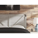 Gray Crossbuck Panel Headboard, Wire-Brushed Wood Finish, Farmhouse Style, Fits Queen Bed Frame