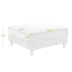 Modern Square Corduroy Upholstered Ottoman With Wood Leg