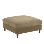 Modern Square Corduroy Upholstered Ottoman With Wood Leg