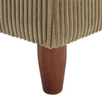 Modern Square Corduroy Upholstered Ottoman With Wood Leg