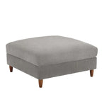 Modern Square Corduroy Upholstered Ottoman With Wood Leg