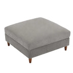 Modern Square Corduroy Upholstered Ottoman With Wood Leg