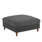 Modern Square Corduroy Upholstered Ottoman With Wood Leg