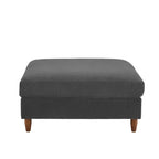 Modern Square Corduroy Upholstered Ottoman With Wood Leg