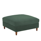 Modern Square Corduroy Upholstered Ottoman With Wood Leg