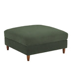 Modern Square Corduroy Upholstered Ottoman With Wood Leg