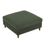 Modern Square Corduroy Upholstered Ottoman With Wood Leg