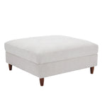 Modern Square Corduroy Upholstered Ottoman With Wood Leg