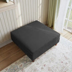 Modern Square Corduroy Upholstered Ottoman With Wood Leg