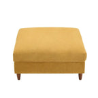 Modern Square Corduroy Upholstered Ottoman With Wood Leg