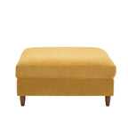 Modern Square Corduroy Upholstered Ottoman With Wood Leg
