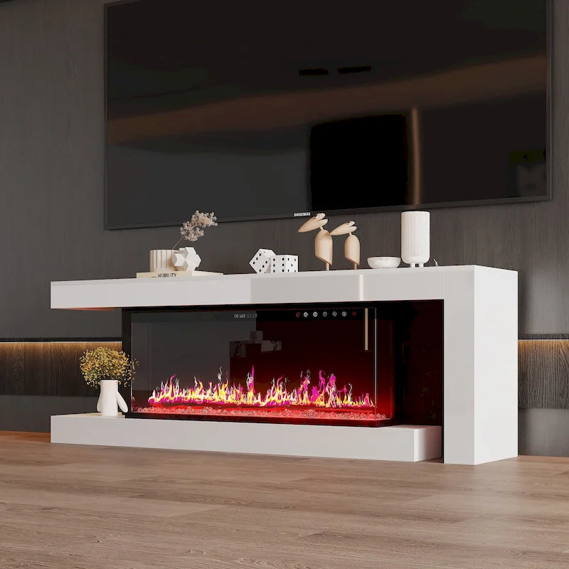 Stylish Electric Fireplace TV stand: Remote - controlled Operation and Adjustable Heating for Comfort