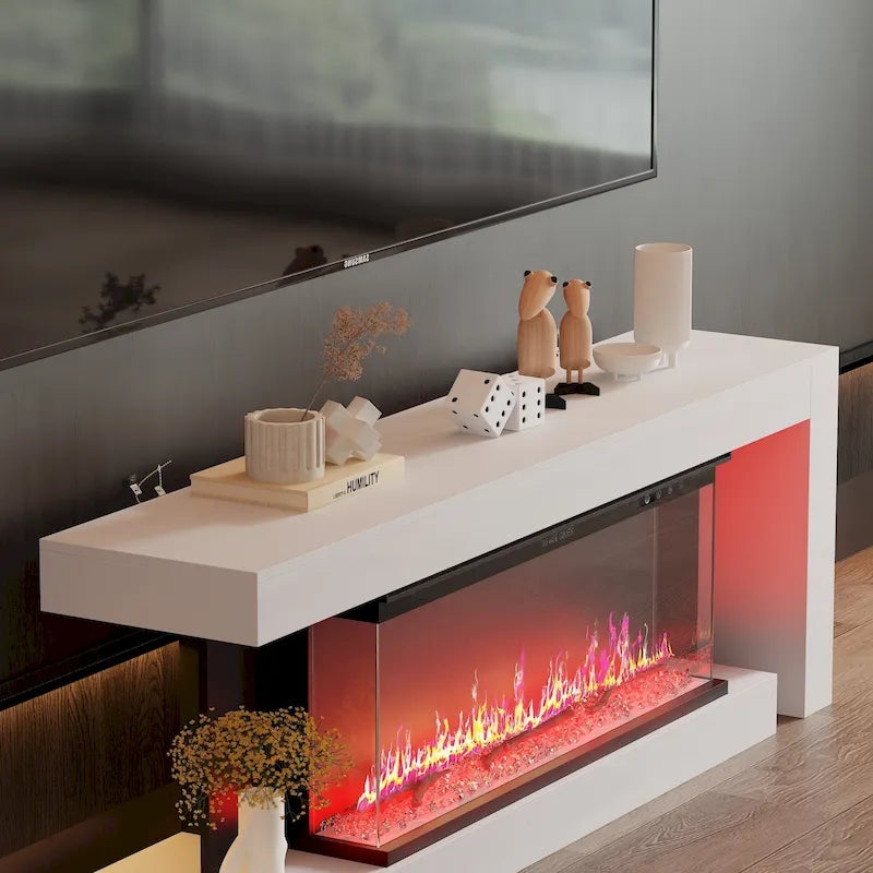 Stylish Electric Fireplace TV stand: Remote - controlled Operation and Adjustable Heating for Comfort