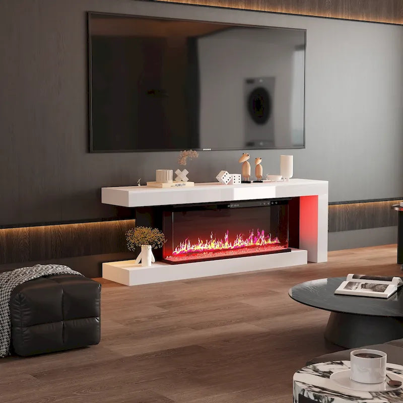 Stylish Electric Fireplace TV stand: Remote - controlled Operation and Adjustable Heating for Comfort