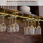 72 Wine Bar Cabinet, Modern Wood Coffee Bar Cabinet with LED Lights - N/A