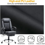 Ergonomic Heated Executive Office Chair with 2/4/6-Point Massage, Retractable Footrest, and PU Leather