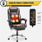 Ergonomic Heated Executive Office Chair with 2/4/6-Point Massage, Retractable Footrest, and PU Leather