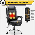 Ergonomic Heated Executive Office Chair with 2/4/6-Point Massage, Retractable Footrest, and PU Leather