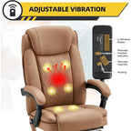 Ergonomic Heated Executive Office Chair with 2/4/6-Point Massage, Retractable Footrest, and PU Leather