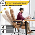 Ergonomic Heated Executive Office Chair with 2/4/6-Point Massage, Retractable Footrest, and PU Leather