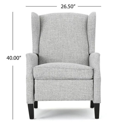Wingback Push-Back Recliner Club Chair, Polyester Fabric, Nailhead Trim, Birch Wood Legs, Multiple Colors