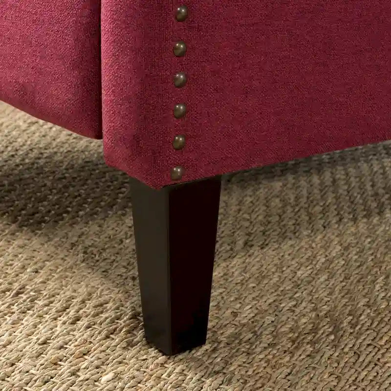 Wingback Push-Back Recliner Club Chair, Polyester Fabric, Nailhead Trim, Birch Wood Legs, Multiple Colors