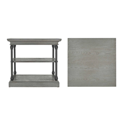 Cornice Accent Storage Side Table, Open Shelving, Black Metal Frame