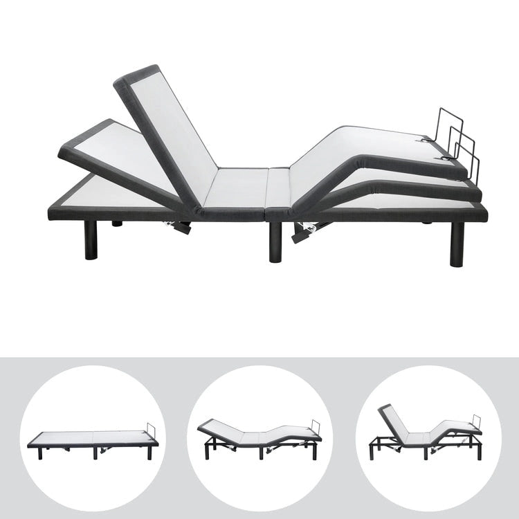 Adjustable Pain-Relieving Bed Frame Base, Electric with 3 Speed Head & Foot Incline Massage, Wireless Remote, USB Ports Charger