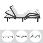 Adjustable Pain-Relieving Bed Frame Base, Electric with 3 Speed Head & Foot Incline Massage, Wireless Remote, USB Ports Charger