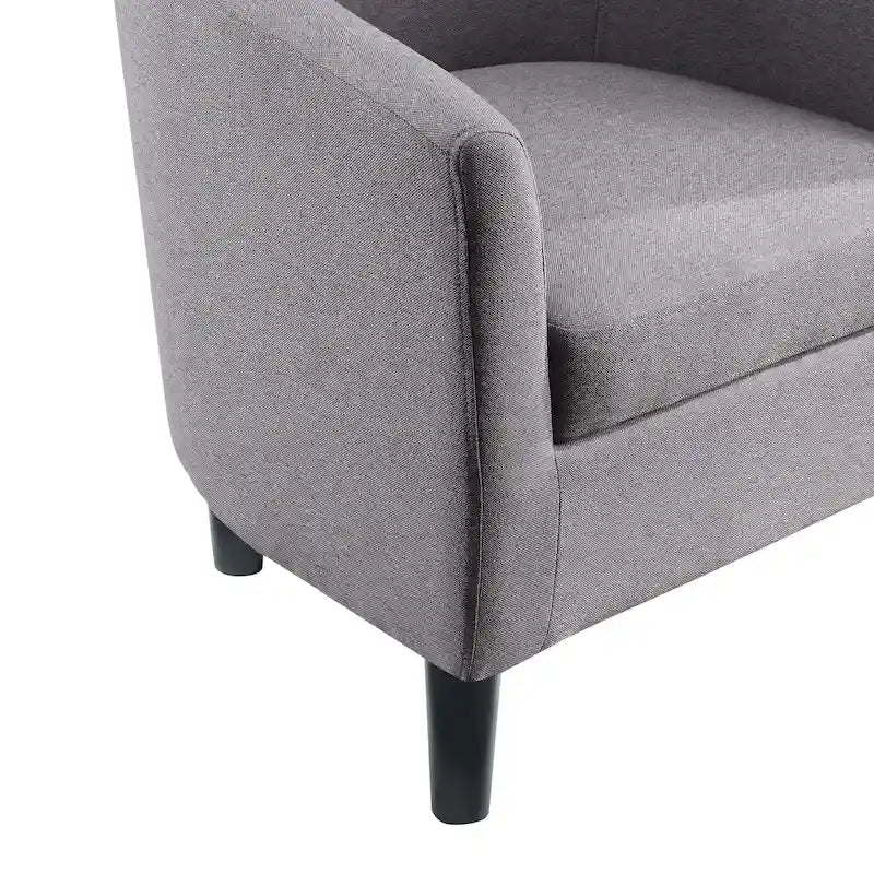 Barrel Accent Chair with Ottoman, High-Density Foam, Rubberwood Legs, Living Room Set