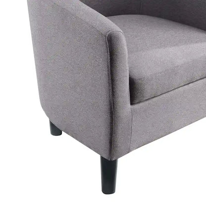 Barrel Accent Chair with Ottoman, High-Density Foam, Rubberwood Legs, Living Room Set