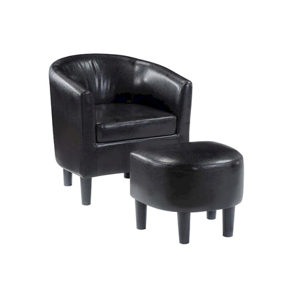 Barrel Accent Chair with Ottoman, High-Density Foam, Rubberwood Legs, Living Room Set