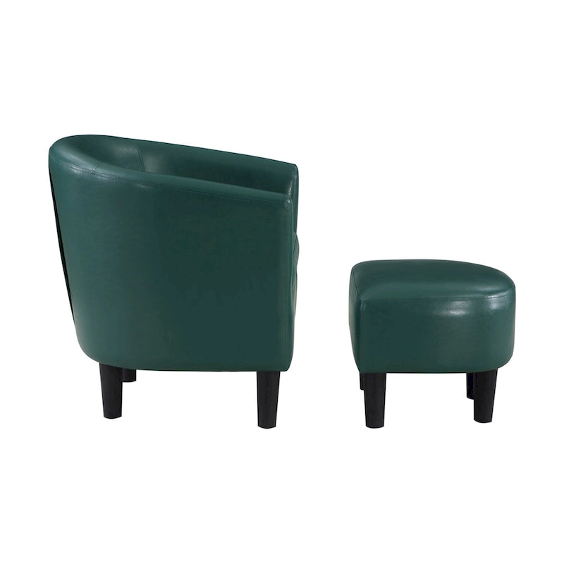 Barrel Accent Chair with Ottoman, High-Density Foam, Rubberwood Legs, Living Room Set