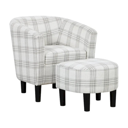 Barrel Accent Chair with Ottoman, High-Density Foam, Rubberwood Legs, Living Room Set