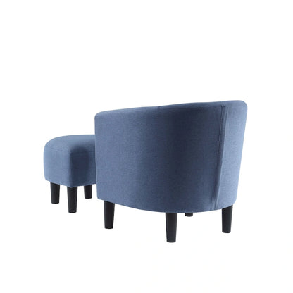 Barrel Accent Chair with Ottoman, High-Density Foam, Rubberwood Legs, Living Room Set