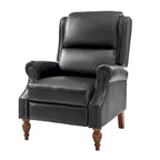 Traditional Vegan Leather Manual Push-Back Recliner, Padded Armrests, Solid Wood Legs, Living Room