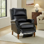Traditional Vegan Leather Manual Push-Back Recliner, Padded Armrests, Solid Wood Legs, Living Room