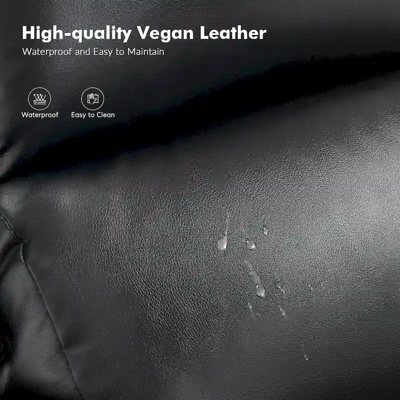 Traditional Vegan Leather Manual Push-Back Recliner, Padded Armrests, Solid Wood Legs, Living Room